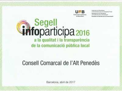EL CONSELL COMARCAL DE L’ALT PENEDÈS, EL MÉS TRANSPARENT DE CATALUNYA